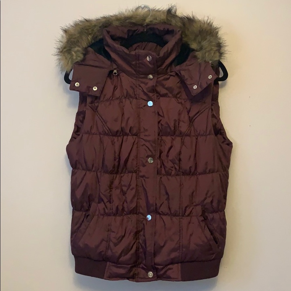 Pink Envelope Puffer Vest w/ Removable Fur Hood